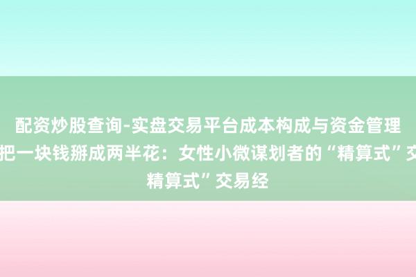 配资炒股查询-实盘交易平台成本构成与资金管理解析 把一块钱掰成两半花：女性小微谋划者的“精算式”交易经