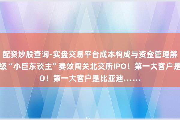 配资炒股查询-实盘交易平台成本构成与资金管理解析 又一国度级“小巨东谈主”奏效闯关北交所IPO！第一大客户是比亚迪……