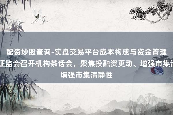 配资炒股查询-实盘交易平台成本构成与资金管理解析 证监会召开机构茶话会，聚焦投融资更动、增强市集清静性
